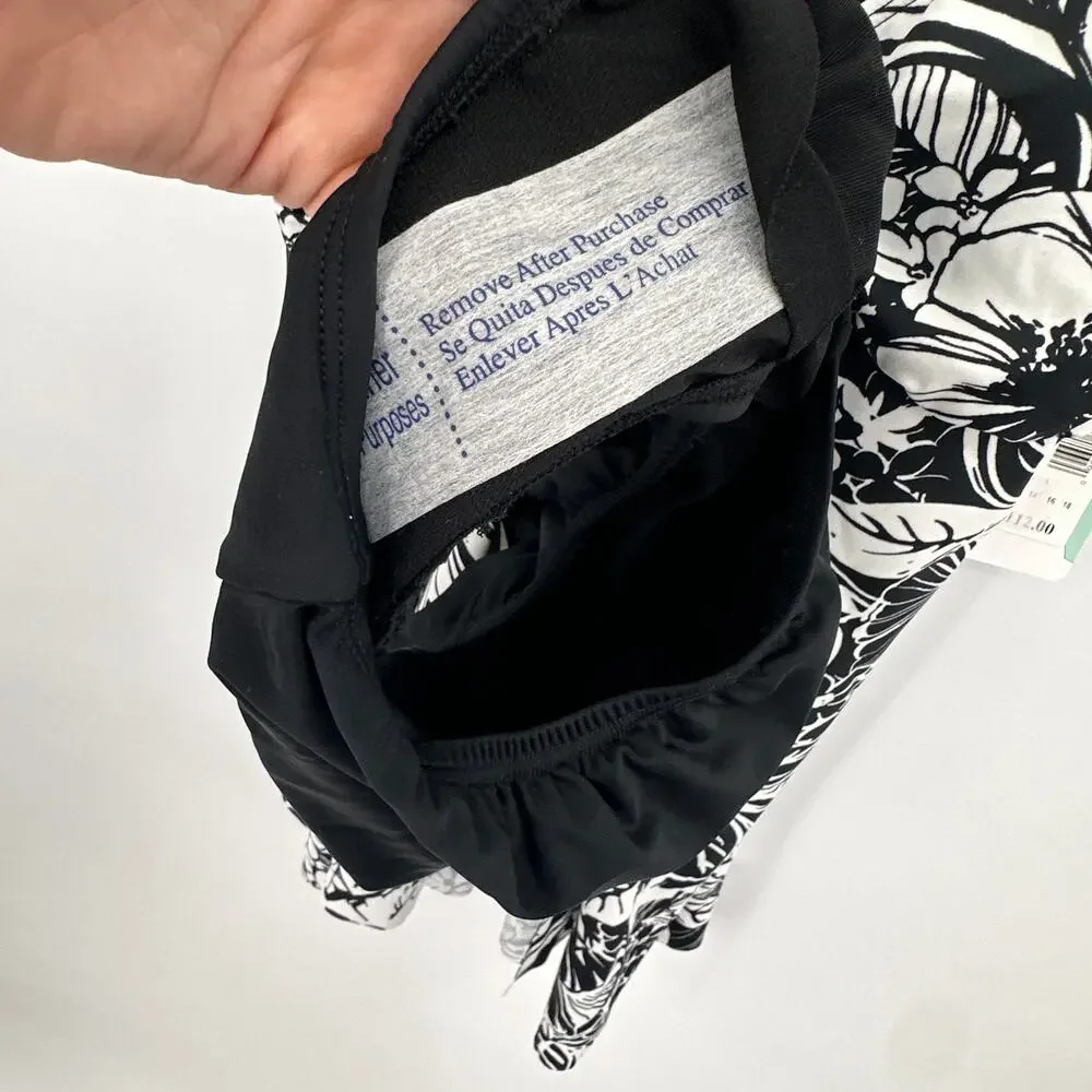 Swim Solutions NWT Flyaway Swim Dress in Black & White Print  // 8